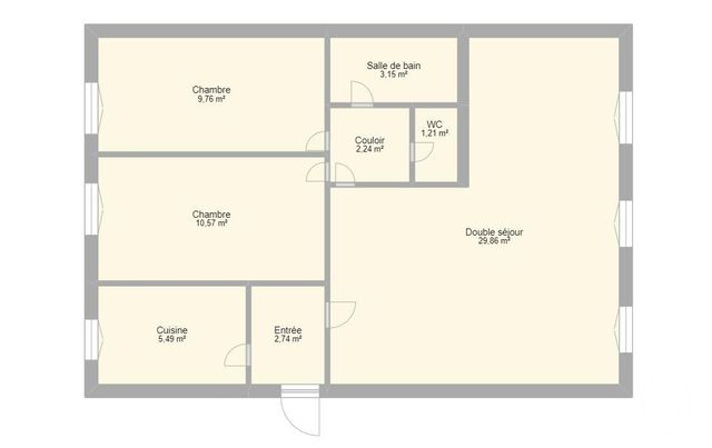 Appartement F3 à vendre - 3 pièces - 64.74 m2 - PARIS - 75019 - ILE-DE-FRANCE - Century 21 Chaumont-Laumière